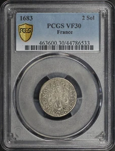 1683 France Silver 2 Sols PCGS VF-30 - Picture 1 of 2