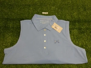 Peter Millar Woman's Sleeveless Banded Golf Shirt NGLA Logo Blue Extra Large - Picture 1 of 2