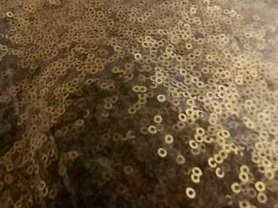 Glitz Sequin Fabric / 3mm Sequin on Poly Mesh 54  Wide Sold BTY - Gold - Image 1 of 2