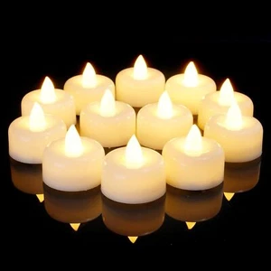 12 Pack Flameless LED Tea Lights Candles Battery Operated Electric Fake Tealight - Picture 1 of 7