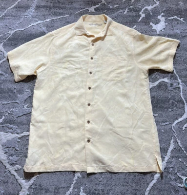 Caribbean Hawaiian Shirt Mens Size XL Yellow Short Sleeve Button Up Palm Tree - Image 1 of 4