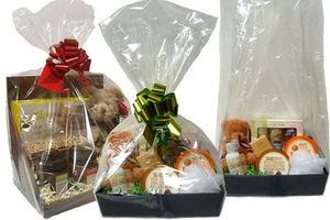 Clear Cellophane Gusseted Display Bags - Gift Hamper Basket Wrapping Packaging - Picture 1 of 1