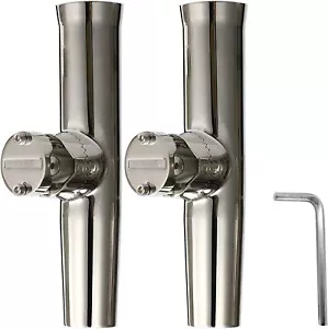 2 Stück Edelstahl Klemme auf verstellbar Angelrutenhalter für Schienen 1" bis 1-1/4" - Bild 1 von 6