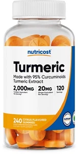Nutricost Turmeric Gummies (240 Count), Made with 95% Curcuminoids, 120 Servings - Picture 1 of 5
