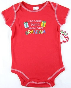 Body Neonato Essentials Rosso Chi Ha Bisogno di Babbo Natale Quando Ho Nonna Nuovo con etichette, 3M o 6M - Foto 1 di 2