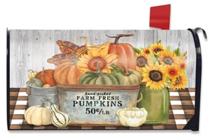 Farm Fresh Bushel Autumn Magnetic Mailbox Cover Pumpkins Standard Briarwood Lane - Picture 1 of 4