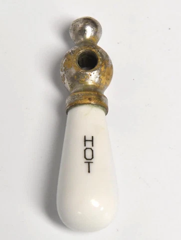 VINTAGE CERAMIC BATHROOM KITCHEN HOT WATER FAUCET HANDLE  ARCHITECTURAL SALVAGE Cover