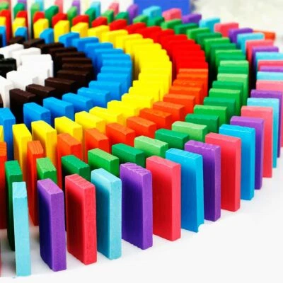 120Pcs Wooden Dominoes Set for Kids Building Blocks Racing Toy Games&Storage Bag - Image 1 of 4