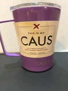 Caus Stainless Steel Insulated Mug/Tumbler with Handle, Purple, Holds 12 Ounces - Picture 1 of 4