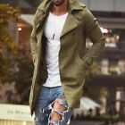 Men's Khaki Warm Winter Long Sleeve Trench Coat Overcoat Parka Outwear
