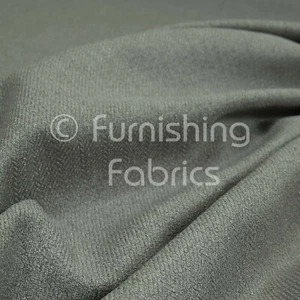 New Silver Light Grey Chenille Herringbone Self Pattern Plain Upholstery Fabric - Picture 1 of 4