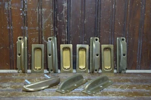 FLUSH MOUNT POCKET DOOR WINDOW LIFTS 1960s VINTAGE LOT OF 11 BRONZE NICKEL METAL - Picture 1 of 24