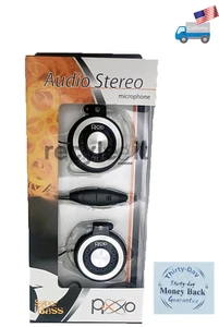 New PIXXO Stereo Headphone Mic, Volume Control, Wired 3.5mm Jacks for PC/laptop - Picture 1 of 9