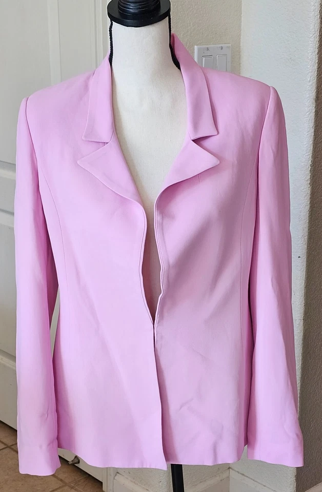 Blazer Brandon Maxwell Mujer Talla 8 Rosa Crepé en Rosa Bebé Top Carrera  Foto 1 de 4