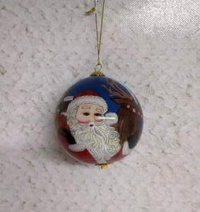 Pier 1 Li Bien Hand Painted Christmas Ornament 2001 Santa And Reindeer  - Picture 1 of 8
