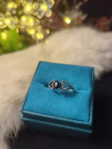 Irischer keltischer Edelstahlring mit schwarzem Spinell Größe 6,5 - Bild 1 von 5