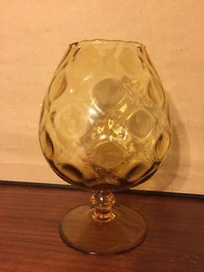 Vaso vetro snifter calice ambra grande arte italiana ottica diamante metà secolo - Foto 1 di 8