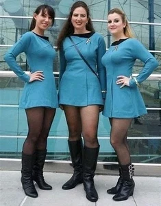 Star Trek blaues Kleid Deanna Troi weibliche Dienstuniform Cosplay Stretch Größe 2XL - Bild 1 von 3