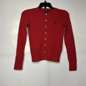 Cárdigan Ralph Lauren POLO Mini-Cable Tejido Algodón Niñas Talla Grande (12-14) Rojo - Imagen 1 de 12