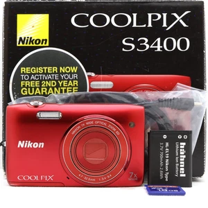 Nikon Coolpix S3400 20.1MP Digital Camera Red Tested Boxed Kit – Fast Post - Picture 1 of 17