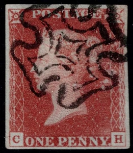 1841 1d Rosso Nero Pl 11 CH 4m Croce di Malta Nera Croccante Superba Cat. £130,00 - Foto 1 di 1