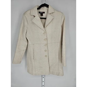 Weather Tamer Women's Cream Long Sleeve Button Down Collared Jacket Size M/M - Picture 1 of 5