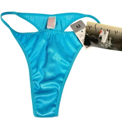 Vintage Parisa Thong Bikini Panties M Satin Second Skin Shiny Wet Shimmer Hi Cut - Image 1 of 4