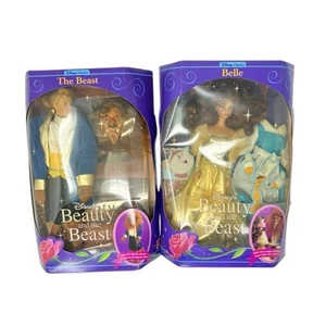 Vintage 1991 Disney Die Schöne und das Biest Puppe Set 2 Belle & Prinz Sammlerstück - Bild 1 von 10