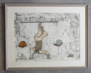 Waage Sternzeichen Geburtszeichen Portrait Balancierender Mann.  Ossi Czinnero Gerahmt Original - Bild 1 von 5