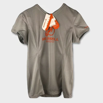 Merrell Barefoot Tech Shirt Opti-Wick T-Shirt Grey/Orange 20+ SPF Size Medium - Image 1 of 4