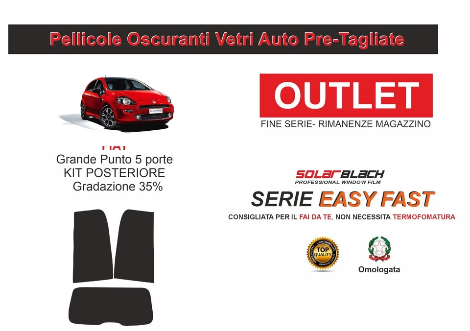 Pellicole Oscuranti Vetri Pre-Tagliata  Fiat G Punto 5p  Kit posteriore  35% E F - Imagen 1 de 1