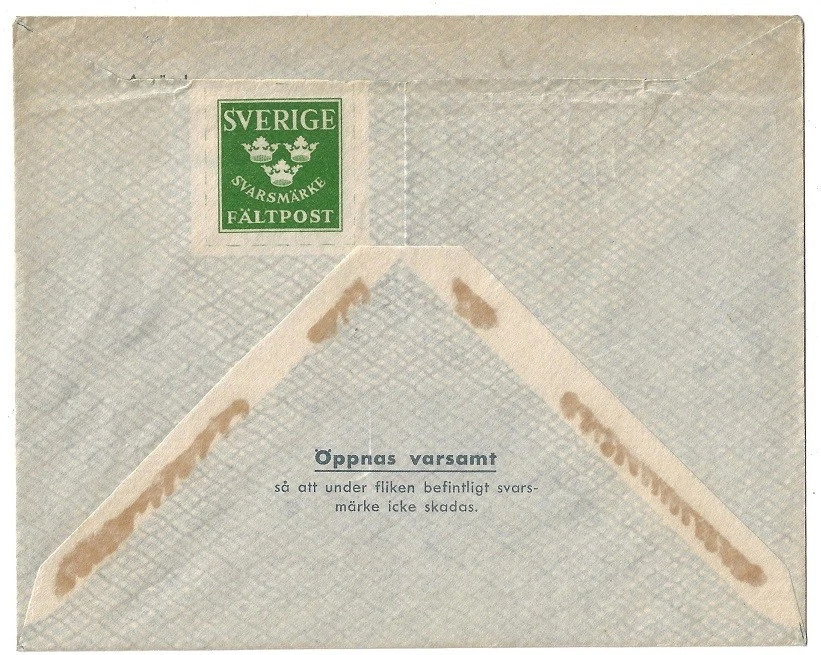 Suecia: 1940; Papelería postal militar, impreso en parte posterior sin circular, EBSW08 Foto 1 de 2