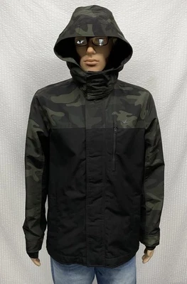HOLLISTER ALL WEATHER COLLECTION Camo Black Fleece Lined Hooded Coat men L - Image 1 of 4