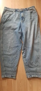 TU - Blue Stone Wash Stretch Relaxed Slouch Barrel Leg Jeans - 18 Regular - Picture 1 of 7