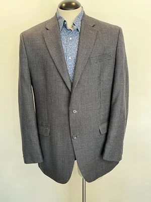 CHAPS HERRINGBONE 100% WOOL Sport Coat Blazer 44 L Black / Grey - Image 1 of 4