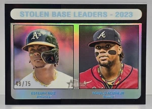 2024 Topps Heritage High Number BLACK CHROME #309 '23 Stolen Base Acuna Ruiz /75 - Picture 1 of 2