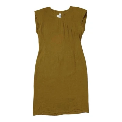 MaxMara чисто льняной выходные платье женщин размер Великобритании 16 горчичный желтый без рукавов - Изображение 1 из 3