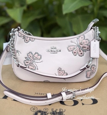 NWT Coach Teri Shoulder Bag With Butterfly Print CCE92 Silver/Seashell - Image 1 of 4