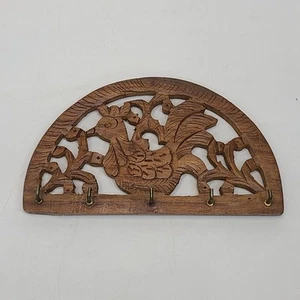 Rooster Chicken Hook Wall hang Wooden Carved Made In India - Picture 1 of 6