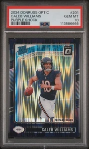 2024 Panini Donruss Optic Caleb Williams #201 Purple Shock Rated Rookie PSA 10 - Picture 1 of 3