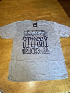 T-shirt Stussy grigia International World Tribe taglia Large nuova con etichetta - Foto 1 di 5
