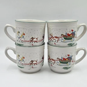 Juego de 4 tazas planas trineo de Papá Noel y Reno International Country Christmas - Imagen 1 de 8