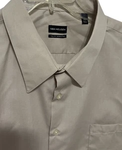 VAN HEUSEN Men’s Big & Tall Classic Regular Solid Dress Shirt Stone SZ 20 35-36 - Picture 1 of 8