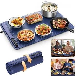 Portable Food Warming Mat Fast Heating Electric Tray with 4 Temperature Levels - Picture 1 of 2