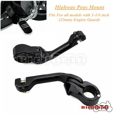 32mm 1.25  Long Angled Highway Engine Guard Clamps Foot Pegs Mount For Harley FL • 37.92€