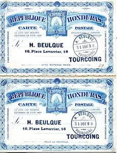 HONDURAS (S241) 1890 postal stationery + reply not travelled - Picture 1 of 2