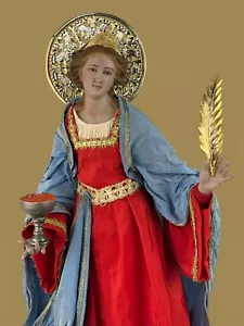 Santa Lucia 50 cm Santo Statua Sacra Vestita martire palma occhi protettrice - Foto 1 di 15