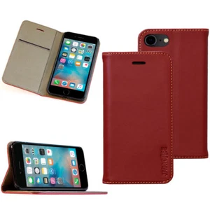 Echt Leder Schutzhülle für Apple / Samsung Smartphone Tasche Cover Handy rot - Picture 1 of 12