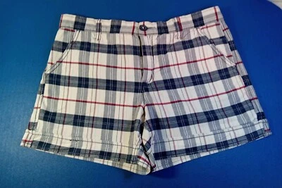 Faded Glory 女式爱国红色白色蓝色格子短裤 8 码 4.5 英寸内缝 — 第 1/4 张图片