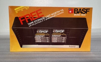 NOS BASF MUSIC BOX: 6 PROFESSIONAL I 90 MIN TYPE 1 CASSETTE TAPES + STORAGE UNIT - Image 1 of 4